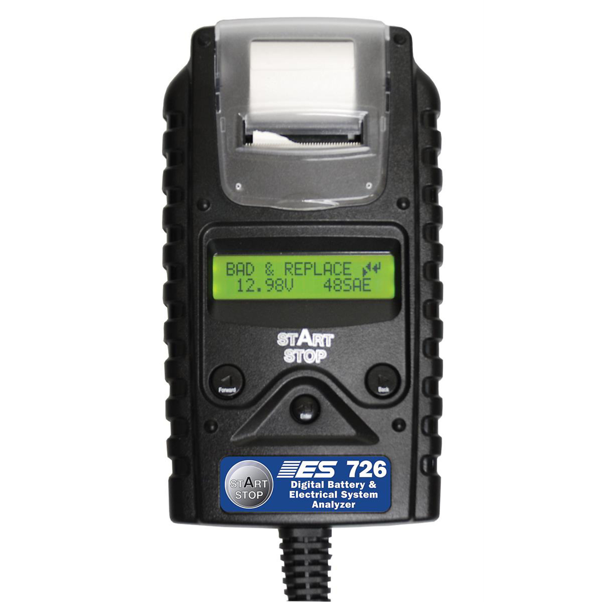 Electronic Specialties Digital Battery and Electrical System Tester with Printer — Tests 6V/12V/24V Batteries, Start/Stop, AGM, VRLA, GEL, Model# ESI726